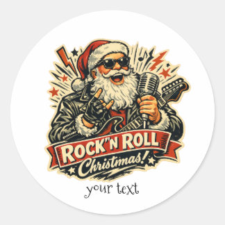 Rock Santa Claus Christmas Vintage 1950s Classic Round Sticker
