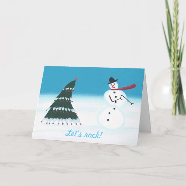 Rock, sapin de Noël Neige homme cartes de voeux (Devant)