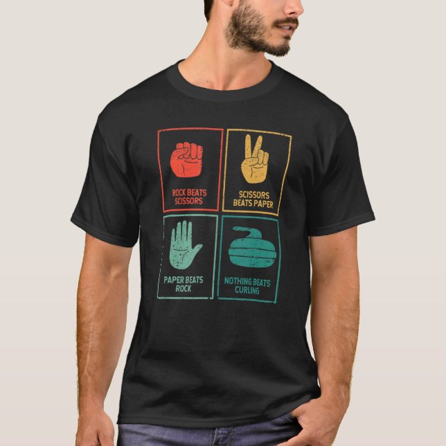 Rock Scissors Paper Nothing Beats Curling  Curler  T-Shirt (Front)