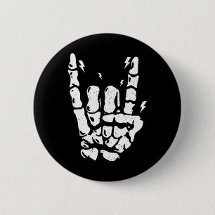 Rock Skeleton Cool Rocker Halloween Men Women Boys 2 Inch Round Button