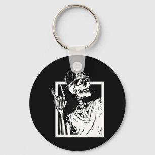 Rock Skeleton Hand Halloween Costume Funny Rocker Keychain