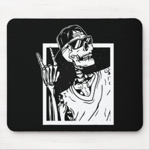 Rock Skeleton Hand Halloween Costume Funny Rocker Mouse Pad