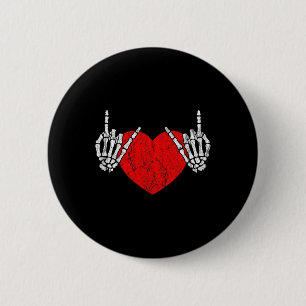 Rock Skeleton Hand Heart Rock And Roll  2 Inch Round Button