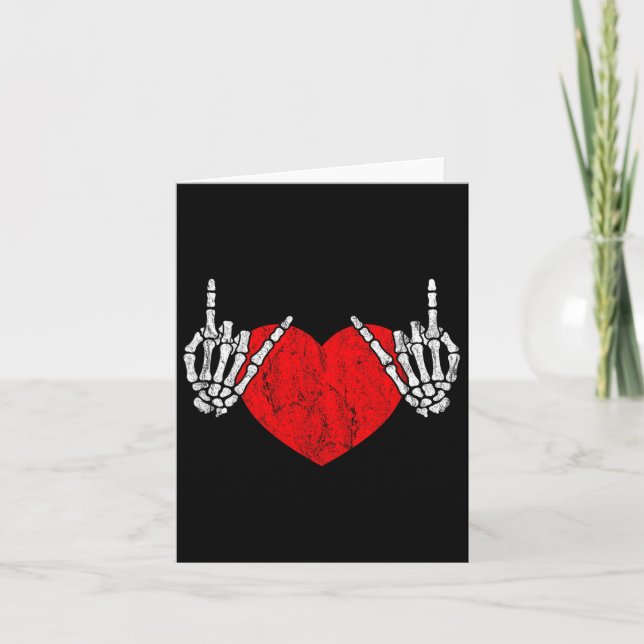 Rock Skeleton Hand Heart Rock And Roll  Card (Front)