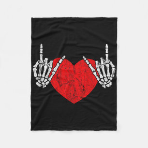Rock Skeleton Hand Heart Rock And Roll  Fleece Blanket