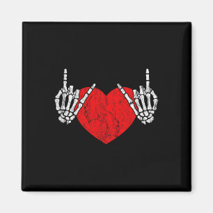 Rock Skeleton Hand Heart Rock And Roll Magnet