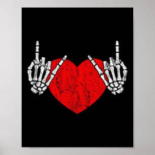 Rock Skeleton Hand Heart Rock And Roll  Poster
