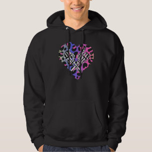 Rock Skeleton Hand Leopard Watercolor Heart Hall Hoodie