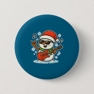 Rock Snowman With Guitar Premium Tri-blend  2 Inch Round Button