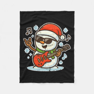 Rock Snowman With Guitar Premium Tri-blend  Fleece Blanket