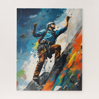 Rock Sport Climbing Wall Climber Paint Poster Jigsaw Puzzle
