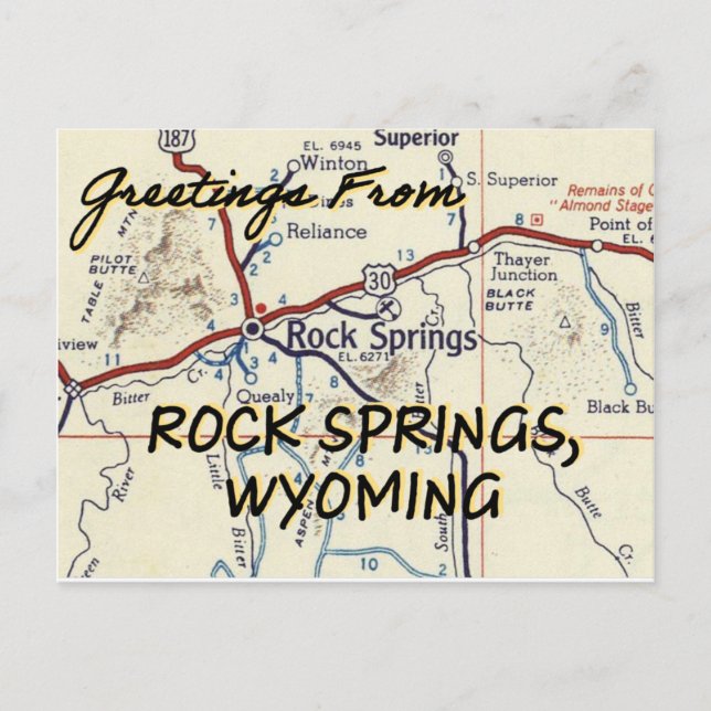 Rock Springs Wyoming Vintage Postcard (Front)