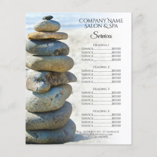 Rock Stack Cairn Spa Salon Services Menu
