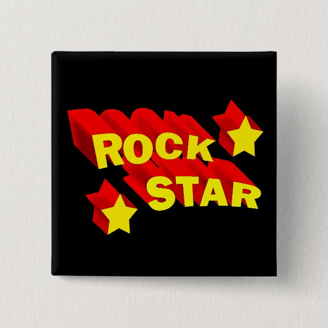 Rock Star 2 Inch Square Button (Front)