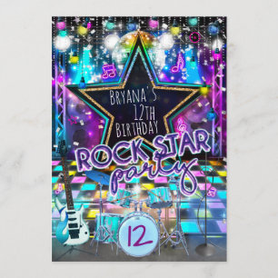 ROCK STAR Anniversaire Dance Musicale Invitation