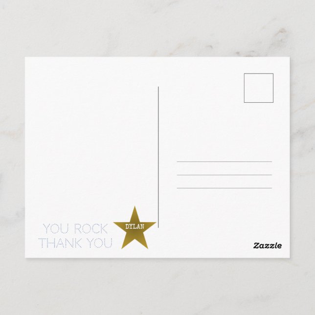 Rock Star Anniversaire Merci Carte Postale Blue Go (Dos)