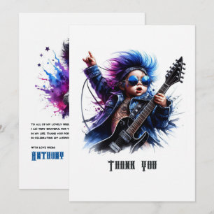Rock Star Baby Birthday Thank You Card