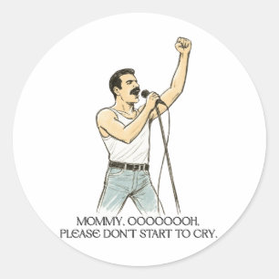 Rock Star Baby Vibes Retro Cartoon Singer Design Classic Round Sticker