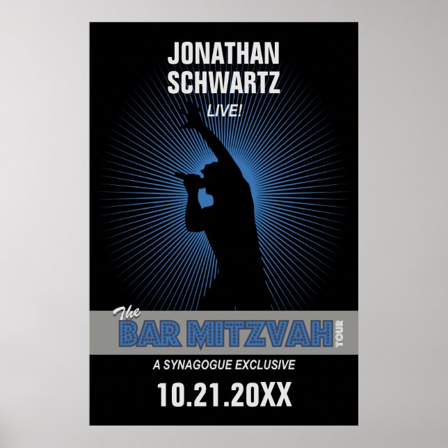 Rock Star Bar Mitzvah Poster Black Silver Blue (Front)