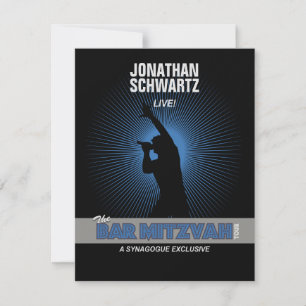 Rock Star Bar Mitzvah RSVP Reply Black Silver Card