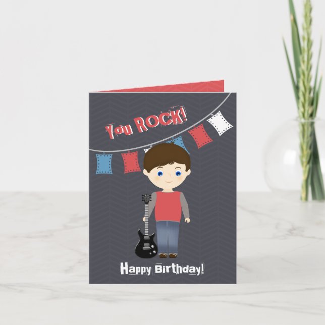 Rock Star Birthday Boy Card (Front)
