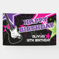 Rock Star Birthday Guitar Stars Pink Purple