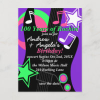 Rock Star Birthday Invitation Postcard