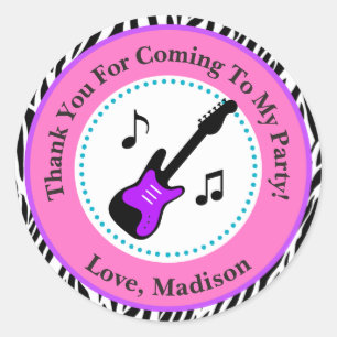Rock Star Birthday Party Favour Stickers