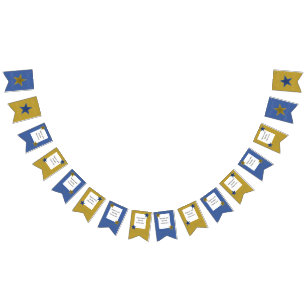 Rock Star Birthday Party Month Banner Blue Gold