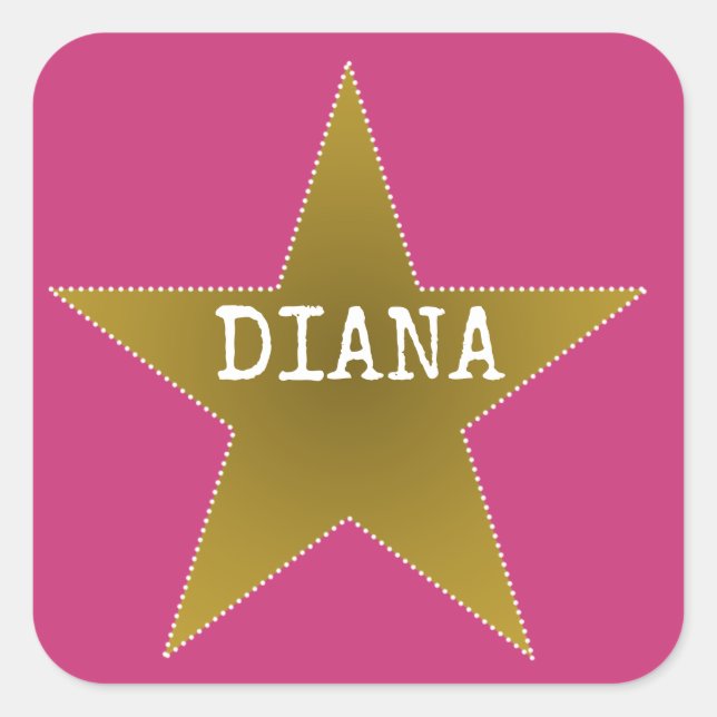 Rock Star Birthday Party Name Stickers Pink Gold (Front)
