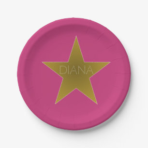 Rock Star Birthday Party Paper Plates Pink Gold