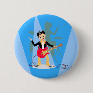 Rock Star Boy birthday party 2 Inch Round Button