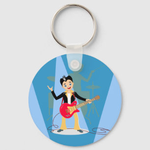 Rock Star Boy birthday party Keychain
