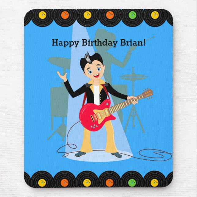 Rock Star Boy birthday party Mouse Pad (Front)