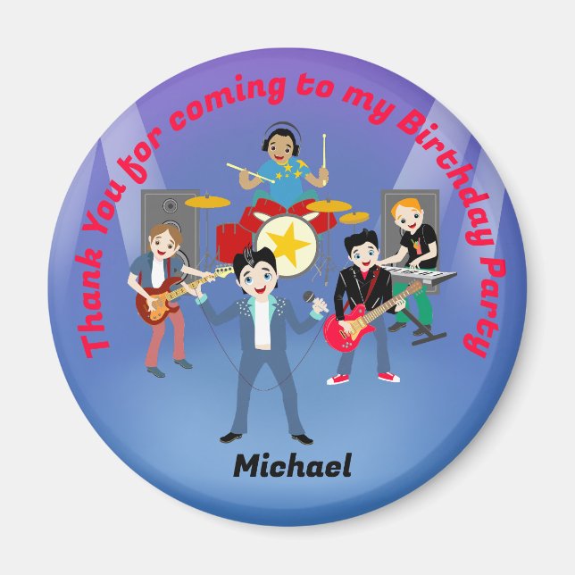 Rock Star Boys Band Birthday Party Magnet (Front)