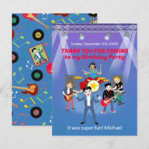 Rock Star Boys Band Birthday Party Postcard