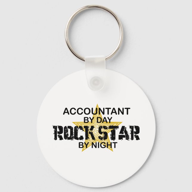 Rock Star by Night - Accountant Keychain (Front)