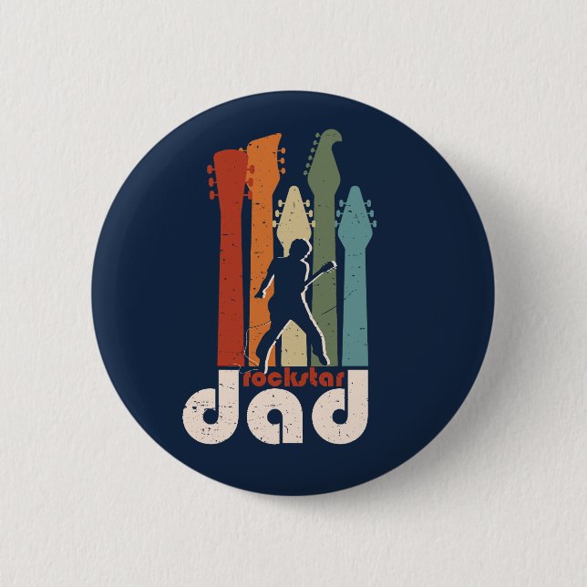 Rock Star Dad Guitar Player Rock Band Father 2 Inch Round Button (Front)