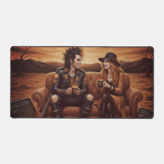 “Rock star Desk Mat – Orange & Black Couple”