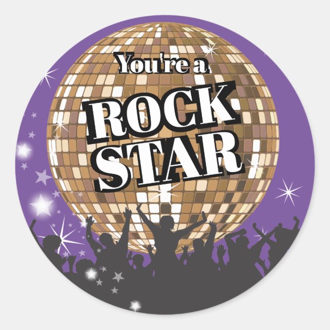 Rock star disco ball employee recognition sticker (Front)