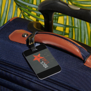 Rock Star Distressed Grunge Red Star Luggage Tag