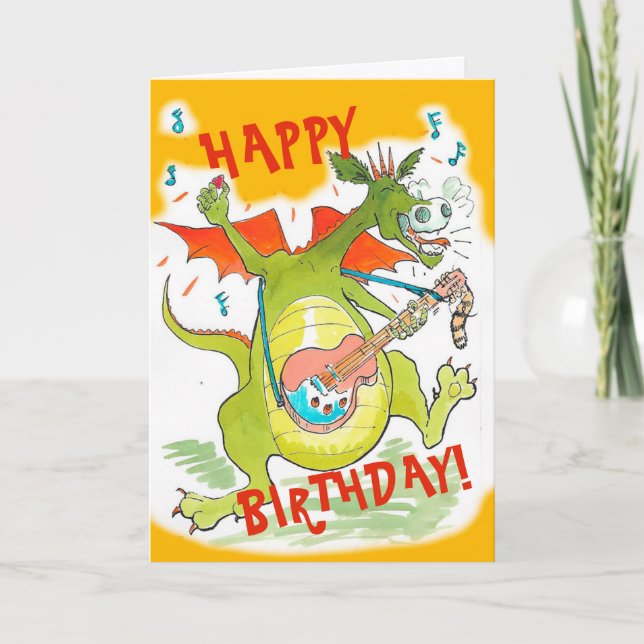 Rock star dragon Birthday Card (Front)