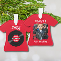 Rock Star First Birthday Vinyl Record Red T-Shirt 