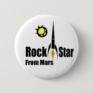 Rock Star from Mars with Spaceship 2 Inch Round Button
