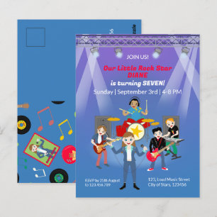 Rock Star Girl Band Birthday Party Postcard