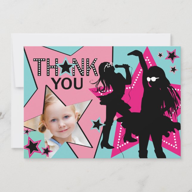 Rock Star Girl Band Thank You Aqua Pink (Front)
