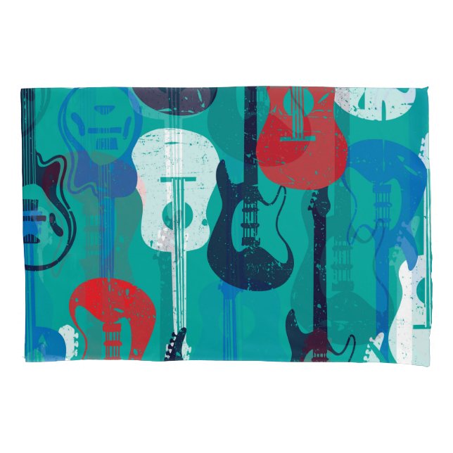 Rock Star: Grunge Guitar Pattern Pillowcase (Front)
