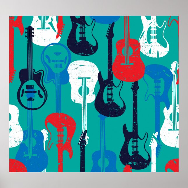 Rock Star: Grunge Guitar Pattern Poster (Front)
