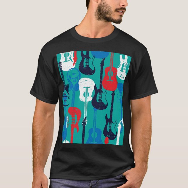 Rock Star: Grunge Guitar Pattern T-Shirt (Front)