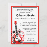 Rock Star Guitar Bat Mitzvah Red and Black